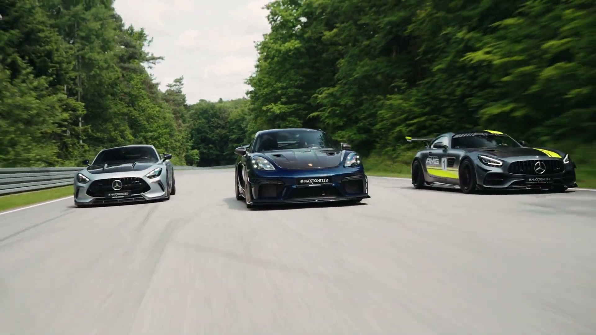 Three Maxton Design cars on track